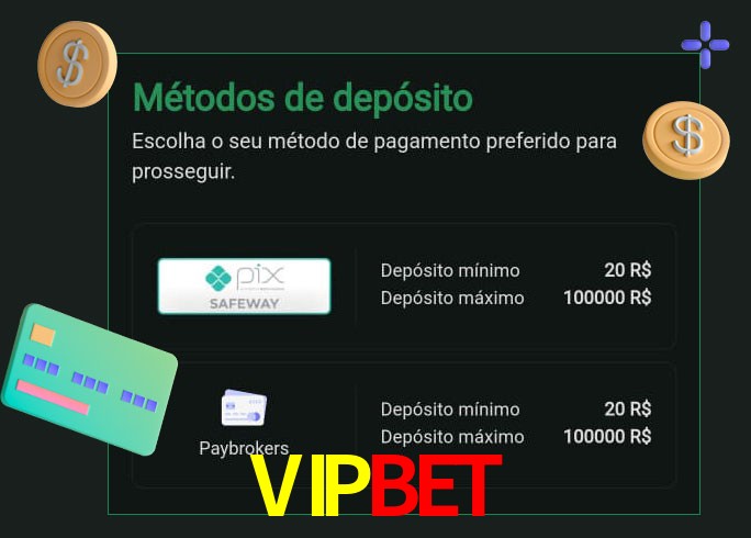 O cassino VIPBET oferece uma grande variedade de métodos de pagamento